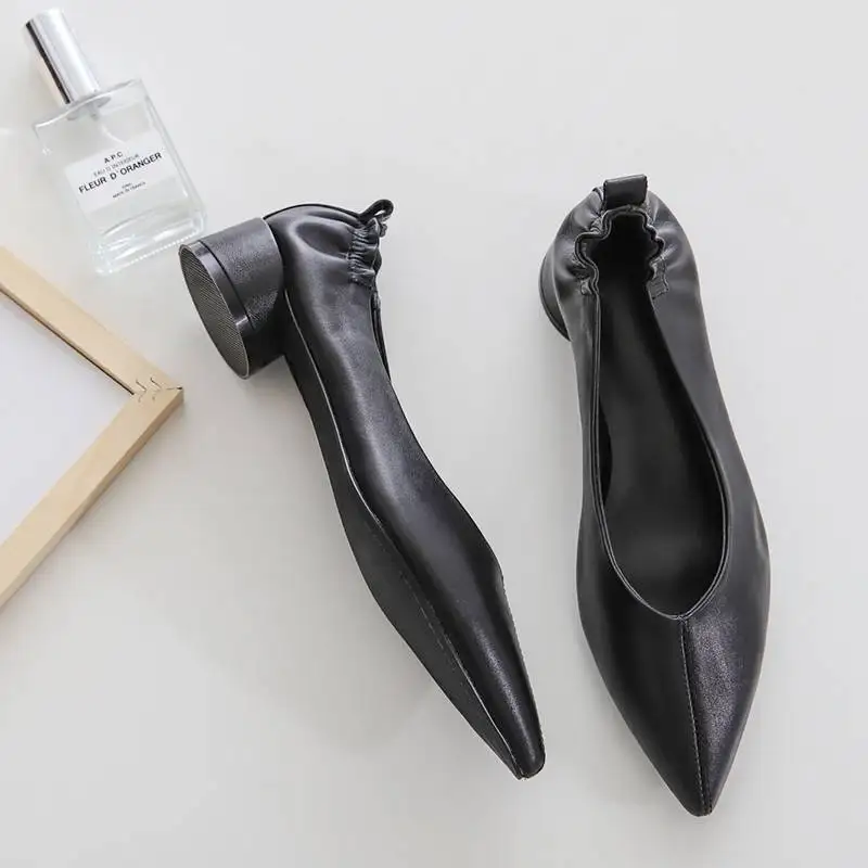 

Mary Janes Low Heels Oxford Pointed Toe Large Size Grandma Shoes Hollywood Movie Stars Natura Leather Elegant Pumps