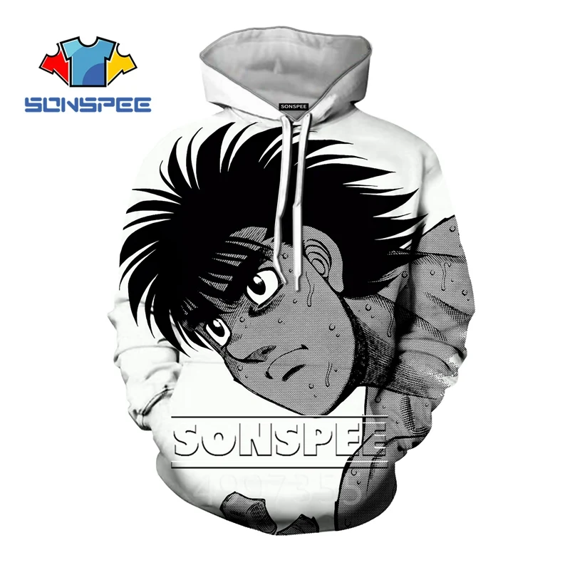 SONSPEE/Осенняя Новая модная толстовка для мальчиков и девочек-подростков с 3D принтом аниме Hajime No Ippo, детский топ с капюшоном, топ с длинными рукавами, пуловер C119