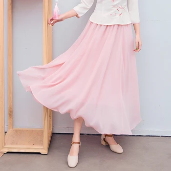 

KYQIAO ropa mujer boho long skirts for women autumn original bohemian Chinese long solid a-line skirt