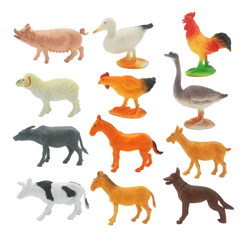 

Manufacturers Direct Selling 12-Model Mini Farm Small Animal Model Cow Pig Sheep Chicken Duck Goose And Other Toy Model