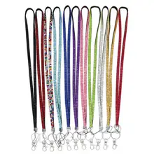 Ремешок на шею для ключей, удостоверения личности, тренажерный зал, мобильный телефон, ремни, держатель Бейджа, сделай сам, веревка, блестящие стразы на зажиме