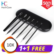 Инструмент для удаления черных точек из нержавеющей стали, игла для удаления прыщей, экстрактор, пинцет с 10x увеличительным зеркалом для макияжа, уход за лицом