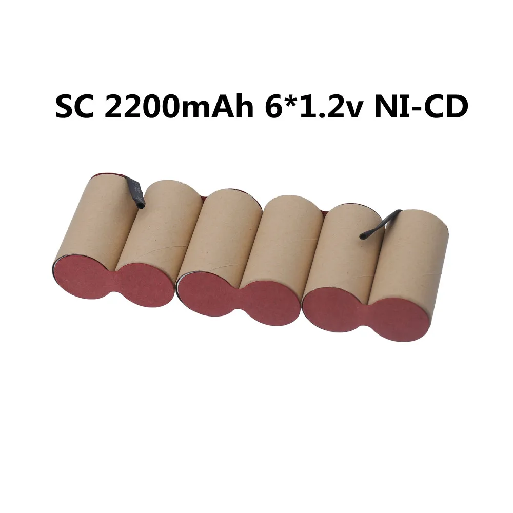 

7,2 в SC перезаряжаемая батарея 1,2 в * 6 2200 мАч Ni-Cd Sub C Батарея для электродрели шуруповерта электроинструментов батарея