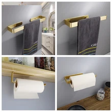 

Golden Bathroom Hardware Set Toilet Paper Holder Towel Rack Bar Kitchen Hand Towel Hanger Bathroom Accessories