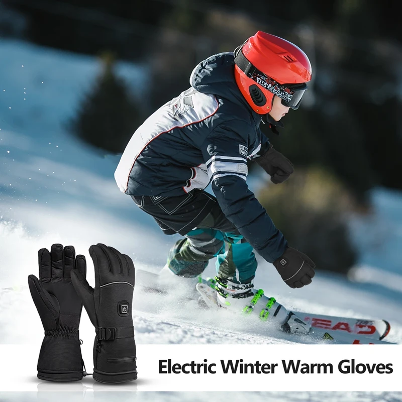 Winter Outdoor Sports Rechargeable Battery Heating Gloves Three-Speed Thermostat Waterproof Increase Long Warm Heating Gloves