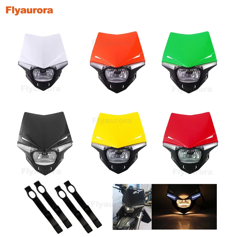 

Universal Motorcycle Road Legal Streetfighter Enduro LED Bulbs Headlight Fairing For HONDA XR CRF MTX XLR 250 450 200 Yamaha