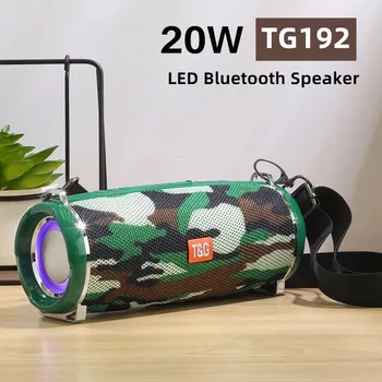 

20W TG192 High-Power Outdoor Wireless Portable Bluetooth Speaker LED Subwoofer Boombox Bass Column Stereo Music Player TF USB