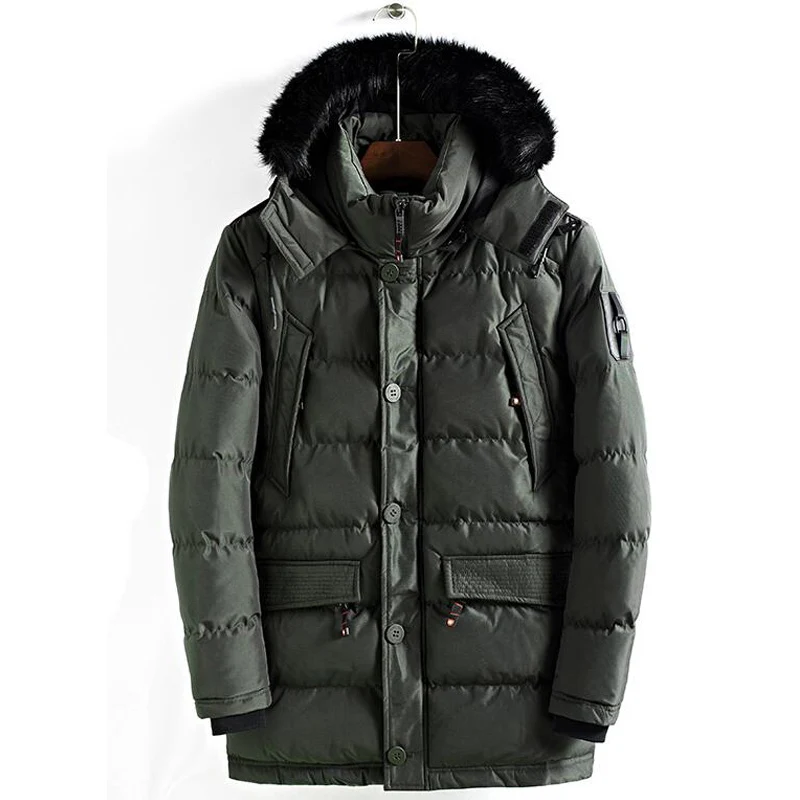 8825 army green Зимнее меховое пальто утепленная Длинная Куртка мужская верхняя одежда ветровка сохраняющая тепло ветрозащитная парка Casaco Masculino Мужское пальто с карманами - Цвет: 8825 army green