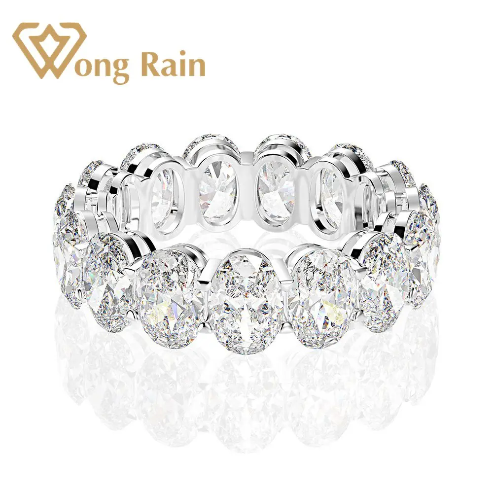 Wong Rain 925 Sterling Silver Oval Created Moissanite Gemstone Engagement Party Cluster Ring Wedding Band Fine Jewelry Wholesale Wong Rain 925 Sterling Silver Oval Created Moissanite Gemstone Engagement Party Cluster Ring Wedding Band Fine Jewelry Wholesale
