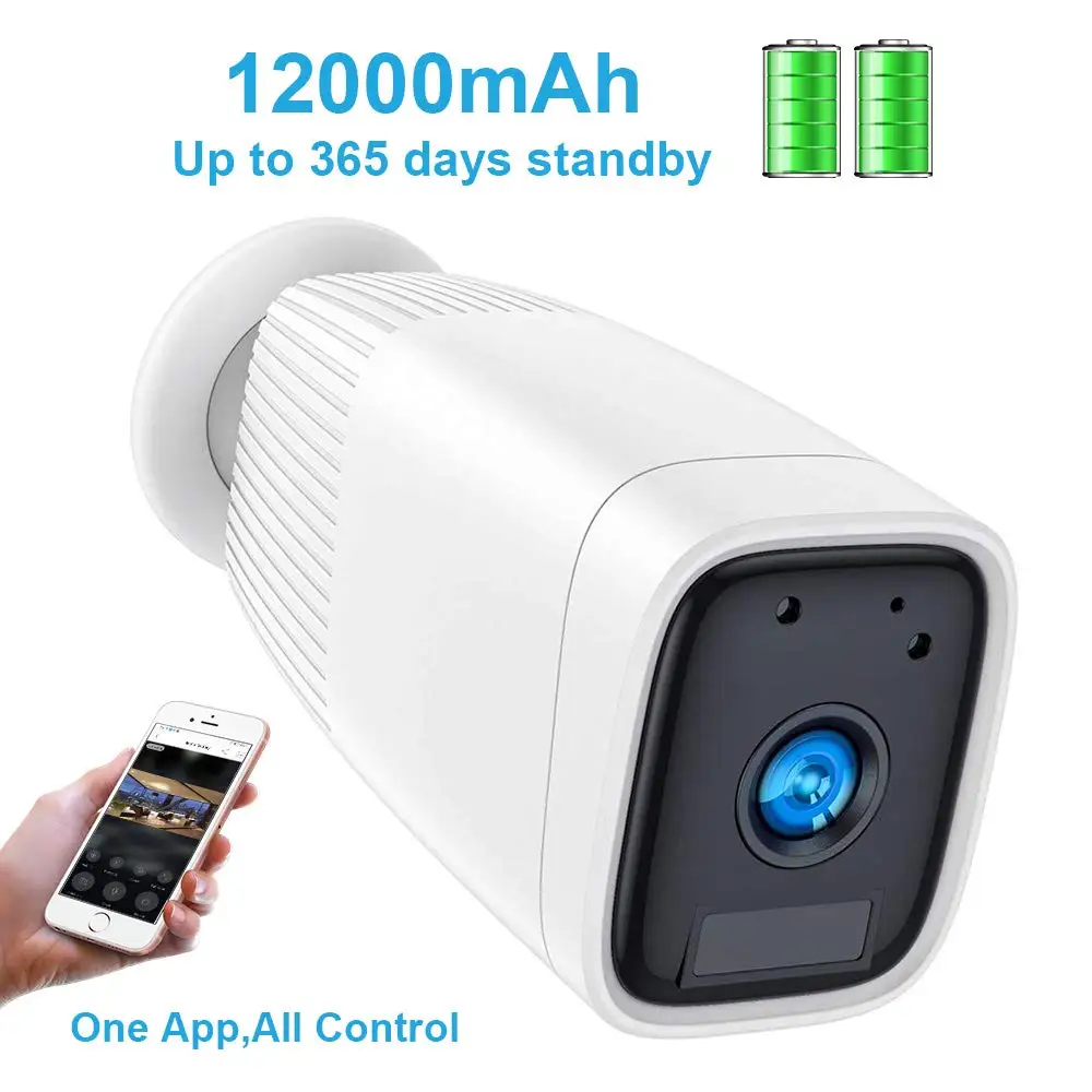 Wireless WiFi Battery Power Security IP Camera Bullet 1080P Waterproof Outdoor with 4*18650 Rechargeable | Безопасность и защита