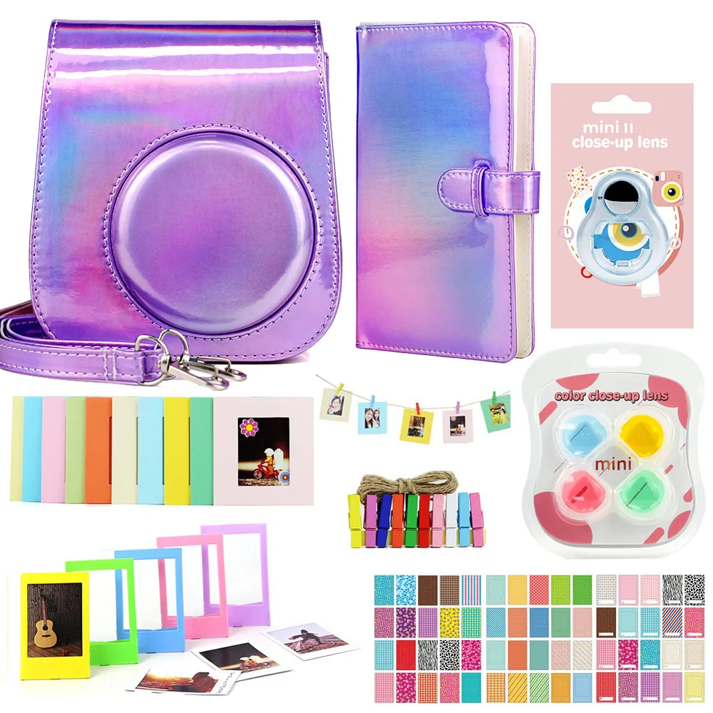 NOVA Fujifilm Instax Mini Câmera Acessórios Bundle Kit Case Bag Ombro 96 11 Filme Álbum Bolso Foto Quadros Filtros Selfie conjunto