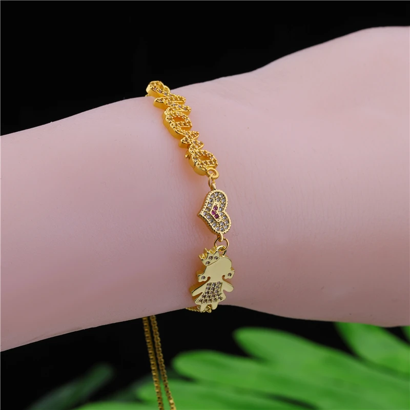 Браслет с подвесками в виде короны для девочек и мальчиков|chain bracelet|link chain braceletgold