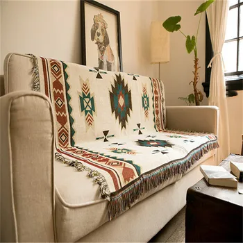 

Nordic Geometry sofa Throw Blanket Geometric Carpet Hanging Tapestry Sofa Towel Knitted Throw Blankets Home Textile Decoration