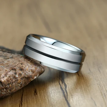 

Somen 8mm Tungsten Ring Black Yellow Blue Lines High Polished Wedding Rings