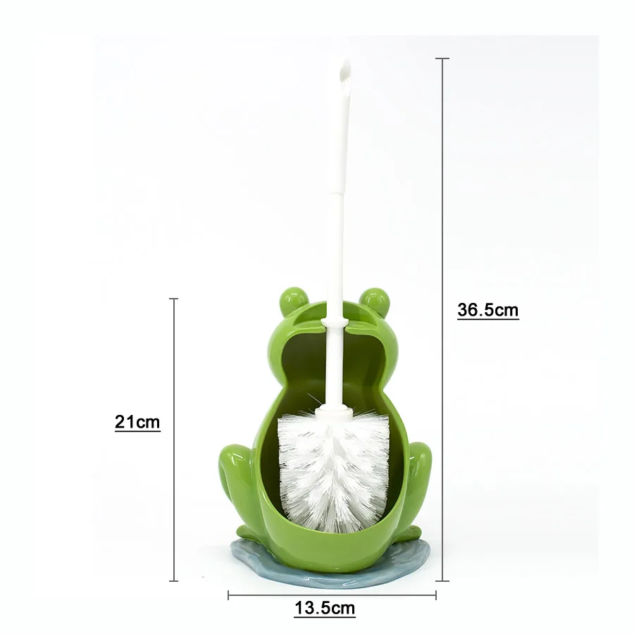 Creative Cartoon Sitting Frog Toilet Brush Holder Set Resin Base Home Hotel Bathroom Cleaning Tool Decoration Statue