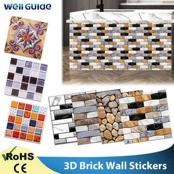 3D Wall Sticker Marble Brick Peel and Self Adhesive Wall paper 30cm30cm Waterproof DIY Kitchen Bathroom Wall Stick Tiles Panel