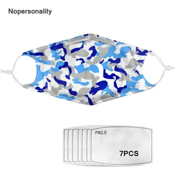 

Nopersonality PM2.5 Reusable Camouflage Face Mask for Men Women Washable Kids Mouth Mask with 7pcsFilter Dustproof Mouth Muffles