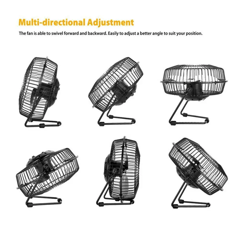 

Solar Panel Powered / USB Charging Iron Fan 8" Cooling Air Fans For Outdoor Traveling Fishing Home Office
