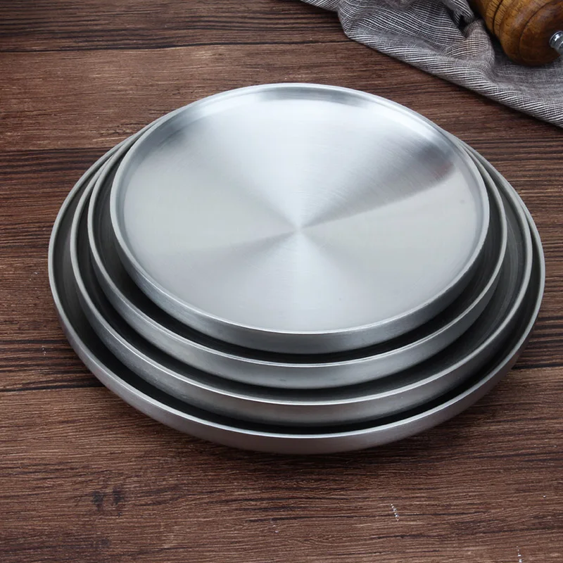 304 Stainless Steel Plate Double Insuated 17/19/21/23cm Barbecue Tray Thickened Gourmet sushi plate | Дом и сад