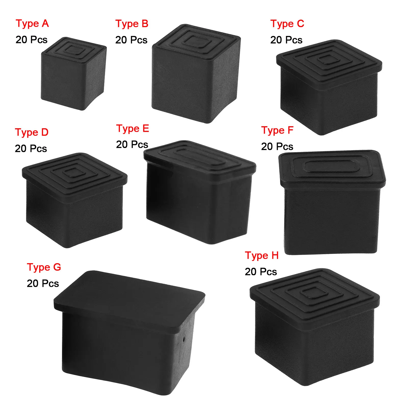 20 Table Legs Caps Anti Slip Feet Cups Rubber Furniture Legs Protectors