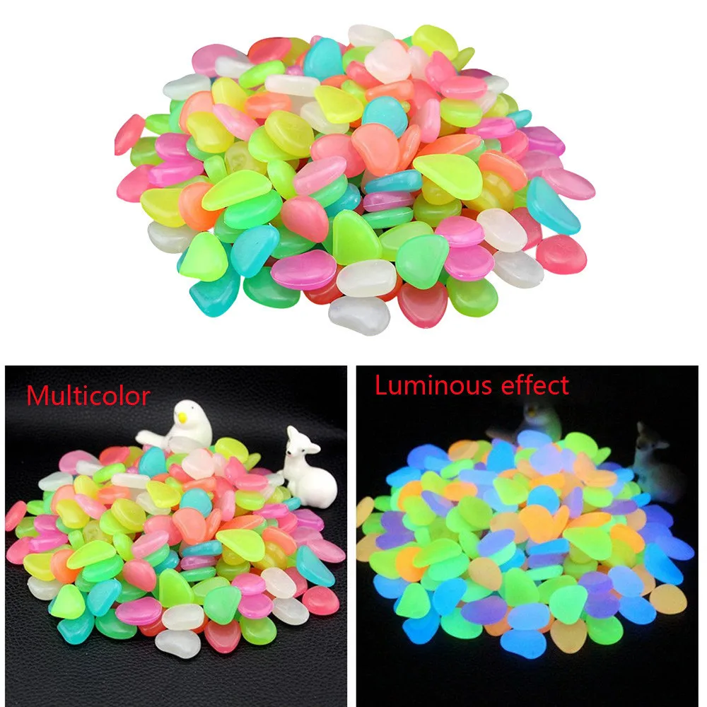 

Creative 100 Glow in Dark Pebbles Stone Home Garden Walkway Aquarium Fish Tank Valentine High Quality Home Decor Stone Hot 30