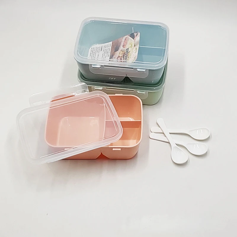 1 шт. Piezas Contenedor De Comida De Plstico Saludable Caja De Almuerzo Porttil Con Cuchara Capacidad De Camping Picnic Comida Co