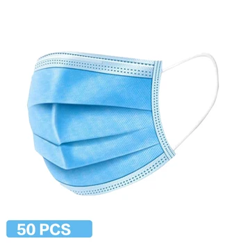 

50 pcs/Bag Disposable Face Mask 3 Layer Non-woven Anti-fog Strong Protective Mouth Mask