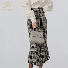 H Han queen/Новинка, Женская Весенняя облегающая юбка-русалка, одноцветная юбка с завышенной талией, сексуальная элегантная широкая повседневная юбка
