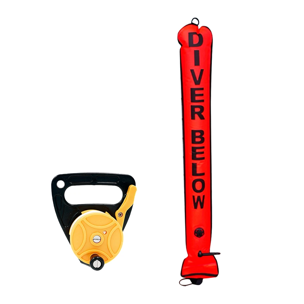 Deluxe Orange 4FT Safety Scuba Diving Diver Below SMB Surface Marker Buoy & Dive Wreck Reel Line Handle