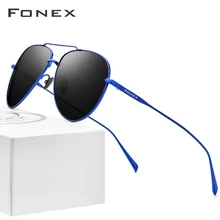 FONEX, чистый титан, поляризационные солнцезащитные очки, мужские, авиационные, солнцезащитные очки для мужчин,, новинка, для вождения, для улицы, Aviador, UV400, оттенки 8507