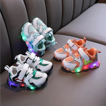 

New Autumn Children Sport Shoes Boys Sneakers With Led Light Kids Shoes Mesh Casual Girls Shoes Runing Shoes Baby Toddler Shoes