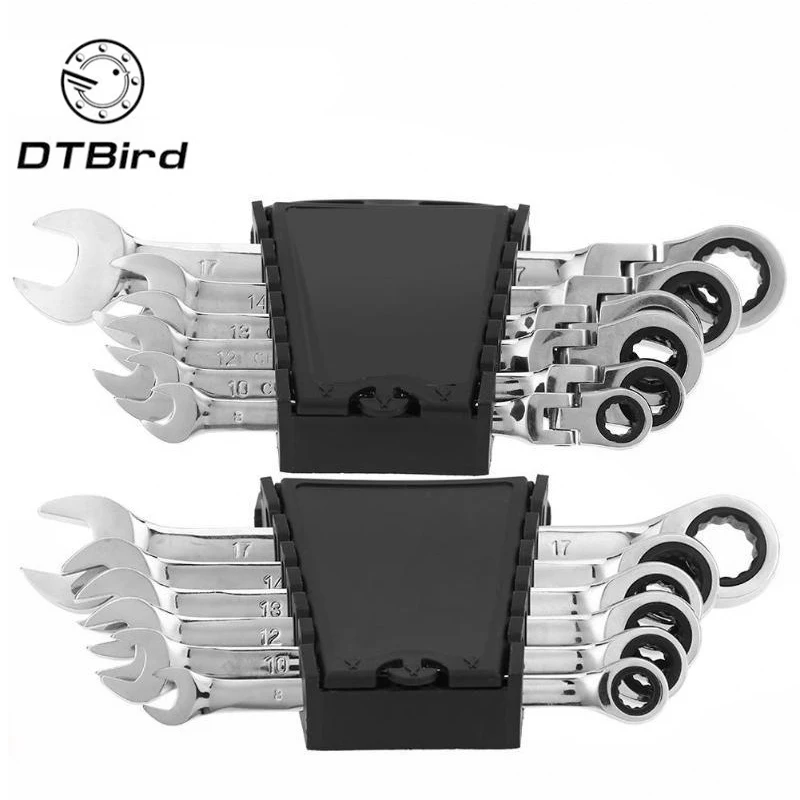 

6 Pieces Aluminum Adjustable Combination Wrench Set Open End Wrenches Torque Spanner with Storage Keeper for Motorcycle Repair