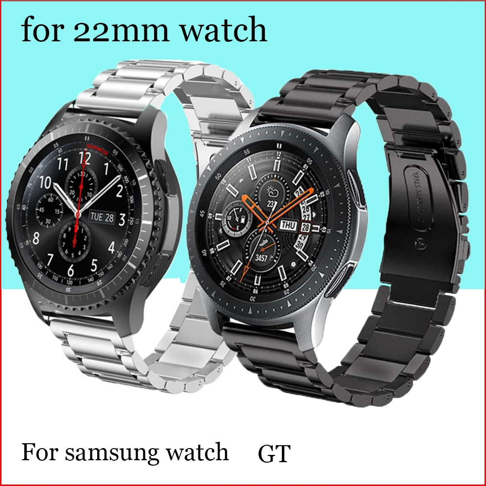 Ремешок из нержавеющей стали для Samsung Gear S3 Frontier Galaxy watch 46 мм браслет Huawei GT 22