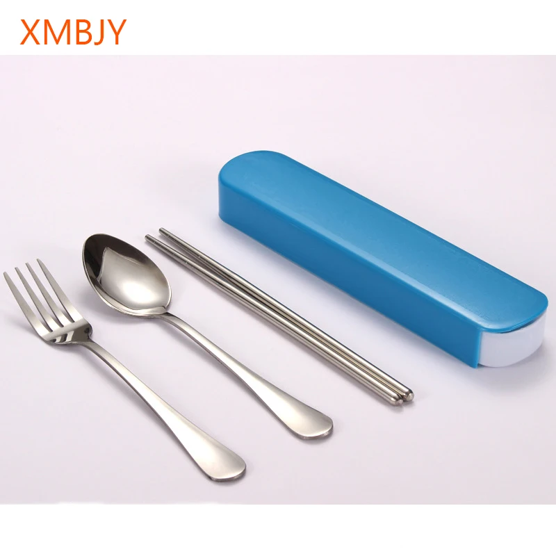 Portable Travel Tableware Set Stainless Steel Dinnerware With Box Kitchen Fork Spoon Dinner Set For Kid School Cutlery