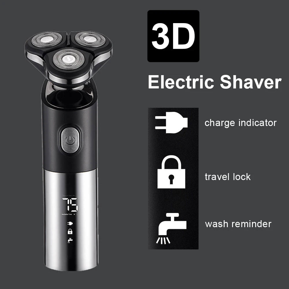 

Protable Electric Shaver Beard Trimmer Razor For Men Travel Washable 3D Floating Heads Rechargeable Face Shaving Bread Machine