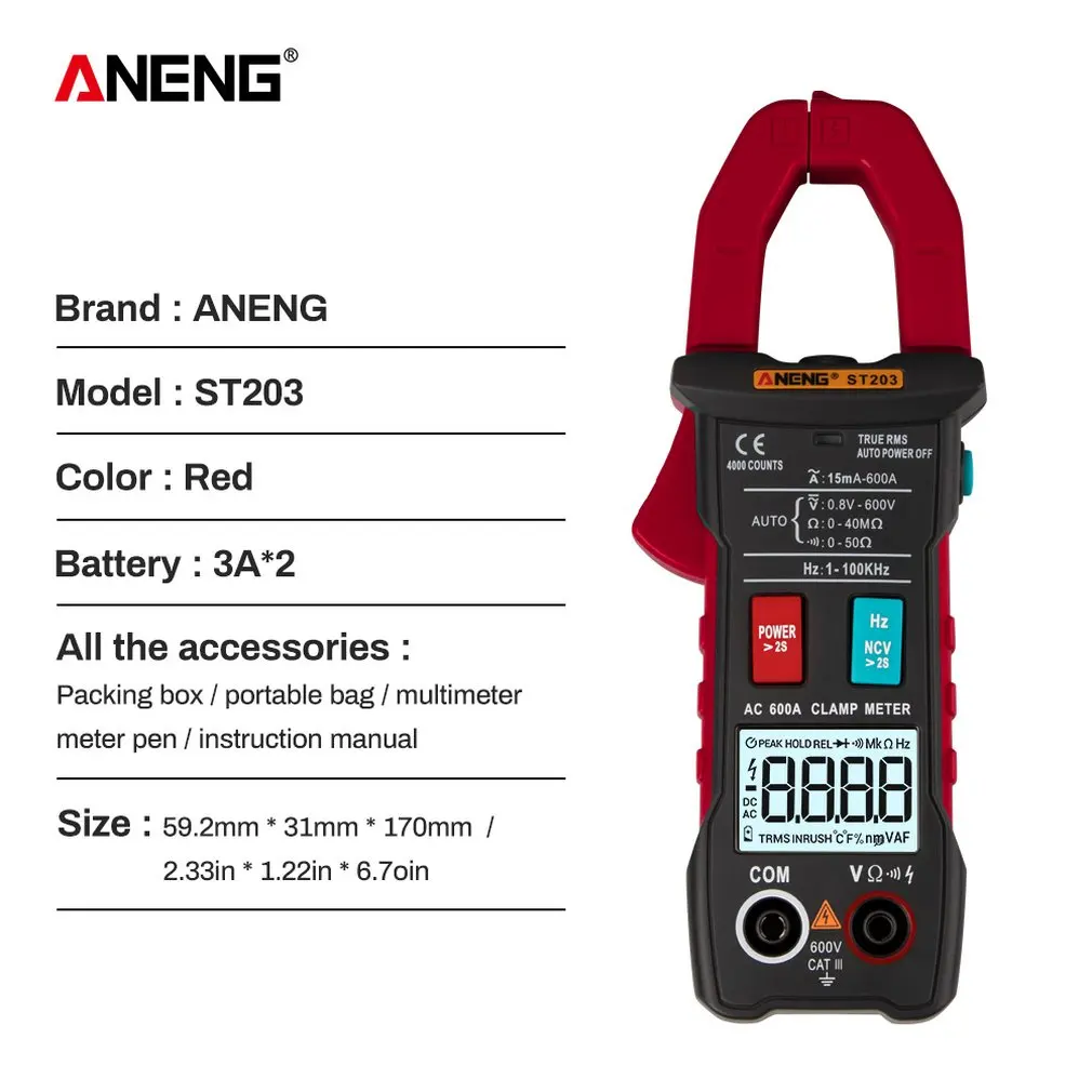 

ANENG Clamp Meter High-Precision Multi-Function Automatic Digital Multimeter Ac/Dc Clamp Current And Current Voltmeter