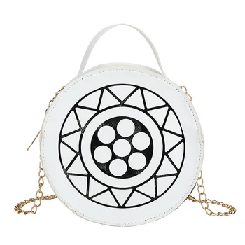 

Fashion female hand bag small round bag 2020 Mini Simple PU Leather messenger shoulder bag Sun Circular Crossbody Bag Purse