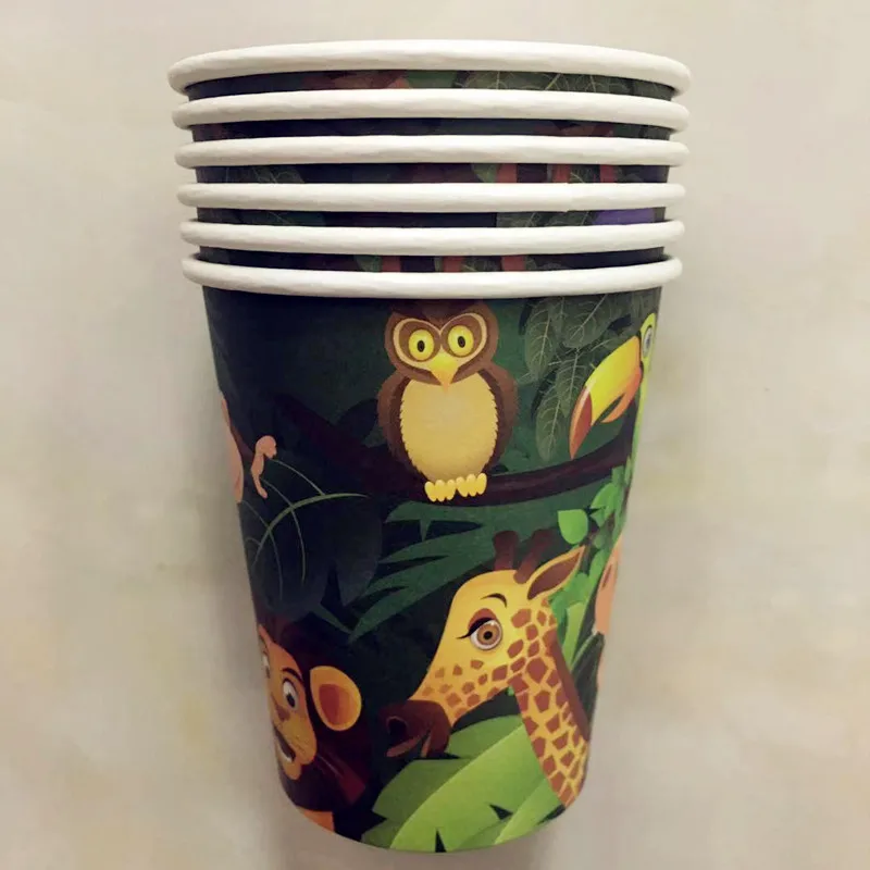 54 шт./компл. Джунгли животных день рождения одноразовая посуда лесные друзья сафари на тему зоопарка бумажная чашка тарелка Детские принадлежности для душа