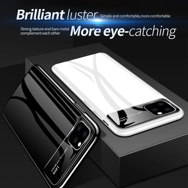 

For iPhone 11 11PRO 11PRO MAX XS MAX Case Luxury Matte Hard PC+Tempered Glass Protective Back Cover Case iPhone XS phone shell