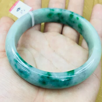 

Natural JADESt Bracelet Elegant Light Blue Floating Flower 52-62mm Double Color Princess Bracelet Send Girlfriend to Mom