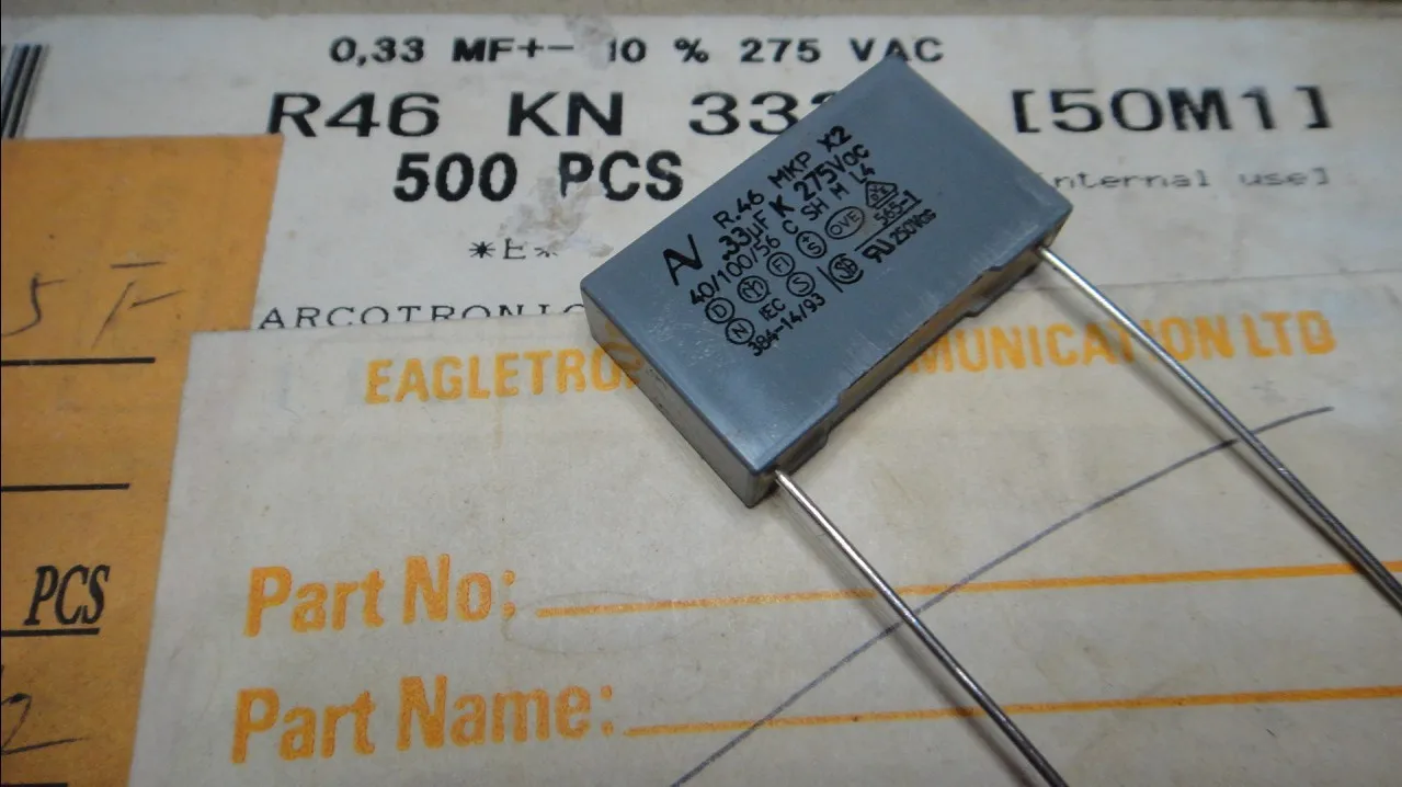 50 шт. AV R46 серия 0,33 мкФ/275 VacNF(330 334) 22 мм пленочный конденсатор