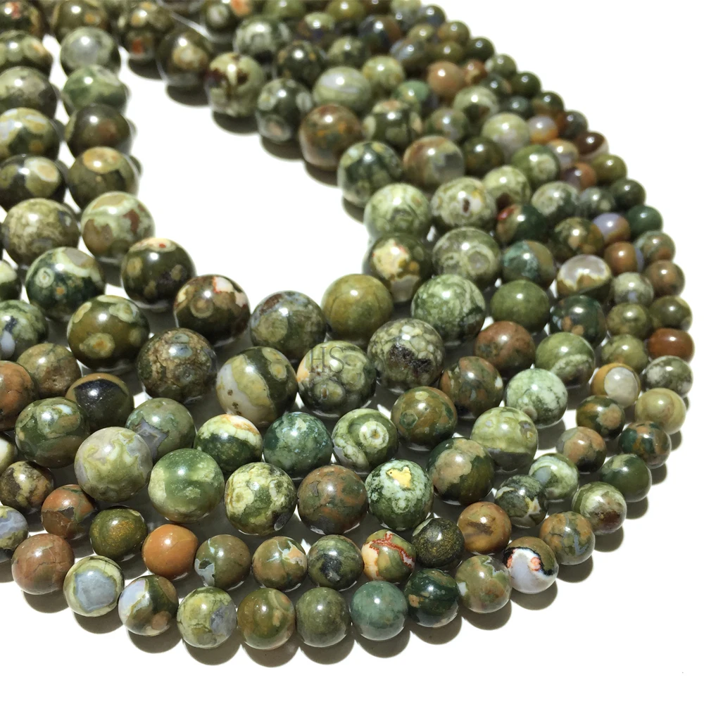 

4/6/8/10/12mm Selectable Rhyolite Smooth Round Loose Beads Natural Stone Bead 15'' DIY Bracelet Necklace Jewelry Making design