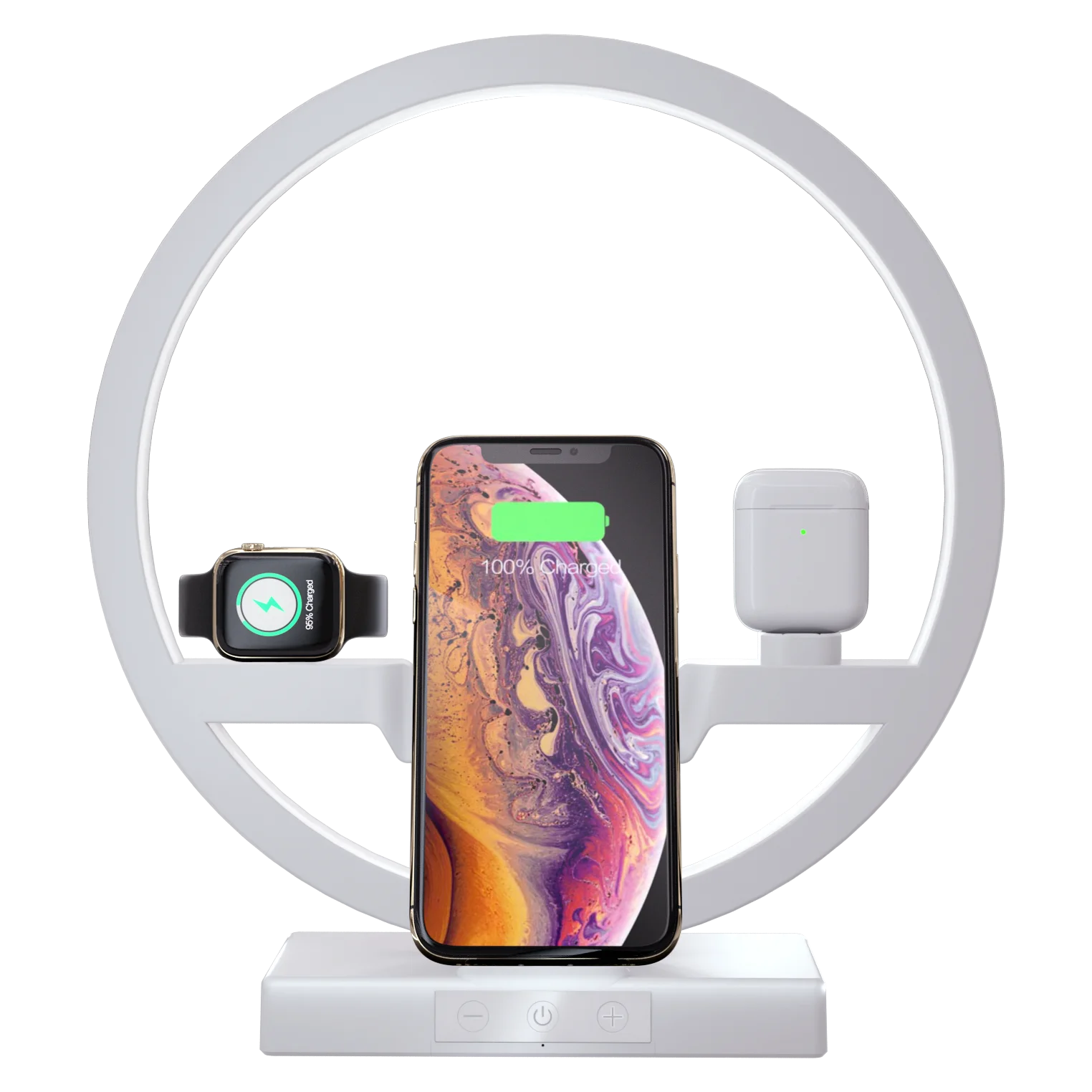Labobbon 4 в 1 15 Вт Беспроводное зарядное устройство с подсветкой для iPhone 12 Apple iWatch Airpod