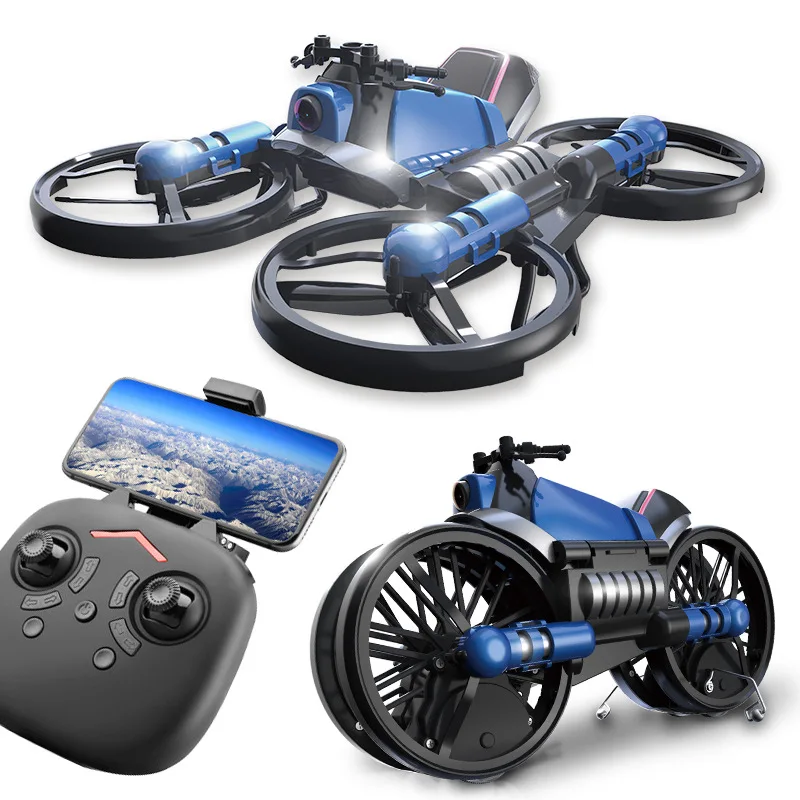 

RC Drone & Motorcycle H6 Quadcopter 2-in-1 Wifi Control Folding Land Fight Vehicle Multi-functional Aircraft Vehicle 6-axis Toy
