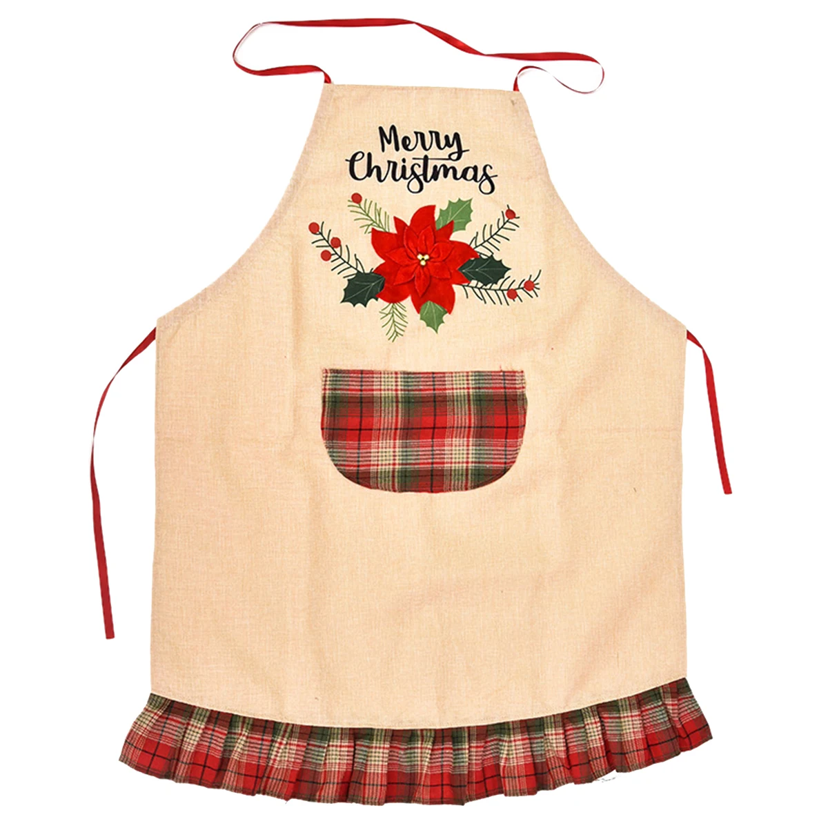 Merry Christmas Apron, Vintage Cute Truck Flower Print Adjustable Cooking Housework Aprons for Men Women