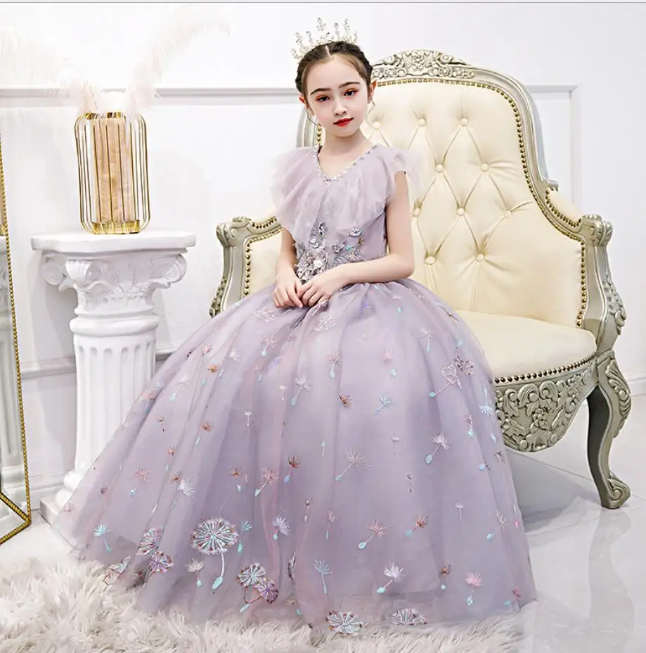 Violet Tulle Princess Dress for Girl Wedding Party Ball Gown Sequin Lace  Long Prom Dress Toddler Kids Formal Birthday Vestidos|Dresses| - AliExpress