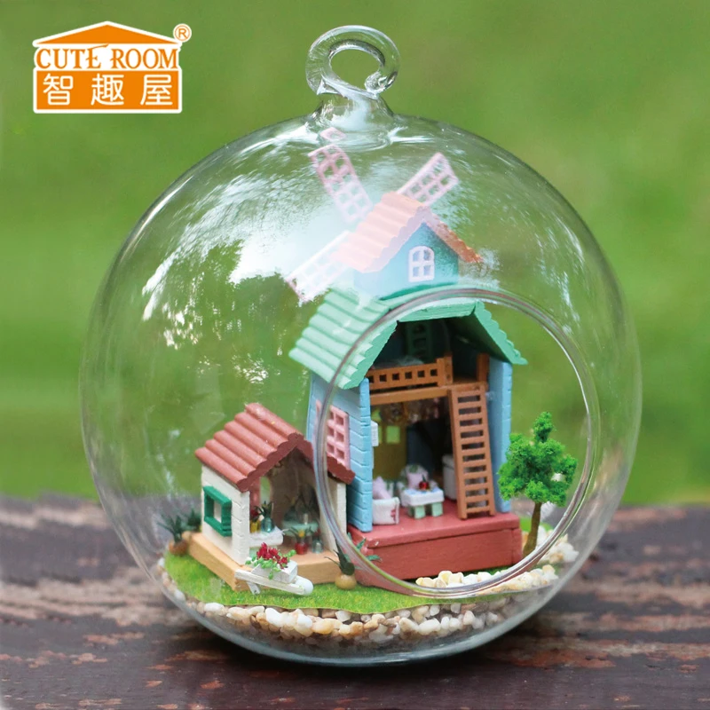 

CUTE ROOM DIY Dollhouse Model Building Handicrafts Assembled Puzzle Toys Desk Decor Miniature Landscape Glass Ball Doll House