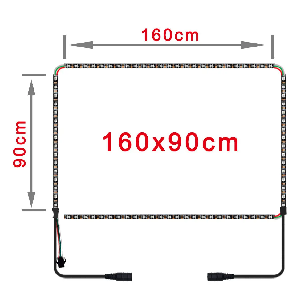160cmx90cm Ambilight динамическая ТВ ПОДСВЕТКА ДЛЯ 4K HD tv HDMI устройство гибкие Смарт пиксели RGB Светодиодные полосы DC5V Raspberry Pi 40-80 дюймов полный комплект - Испускаемый цвет: 160cmx90cm