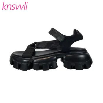

New Sawtooth Thick Sole Sandals Women Black White Hook Leisure Sneakers Ladies Holiday Beach Shoes Woman Platform Sandals