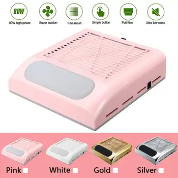 

80W Nail Dust Suction Dust Collector Fan Vacuum Cleaner Manicure Machine Tools Strong Power Nail Fan Art Manicure Salon Tools